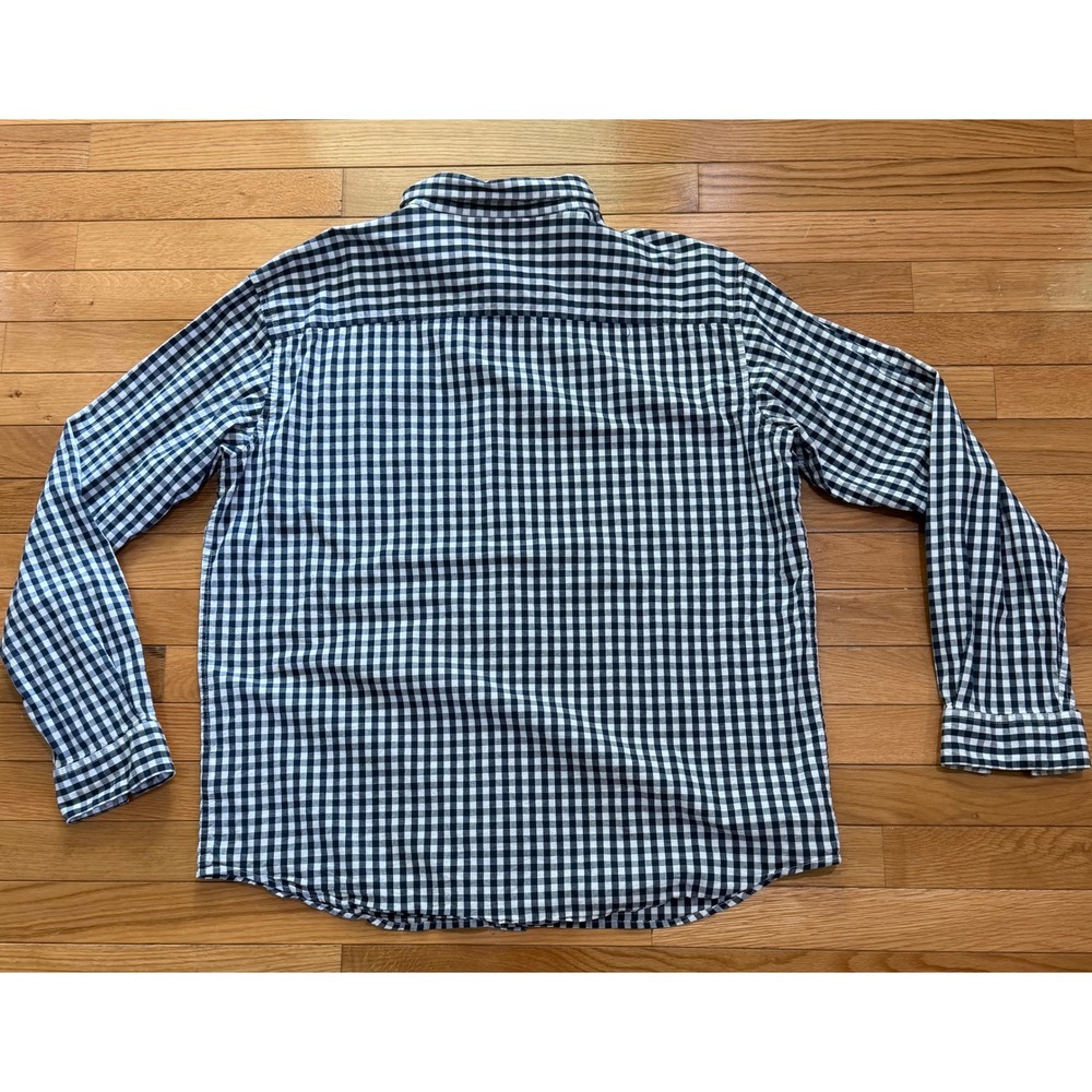 Columbia Mens XL Gingham Button Down Shirt Navy Blue White Long Sleeve Cotton - Picture 5 of 6